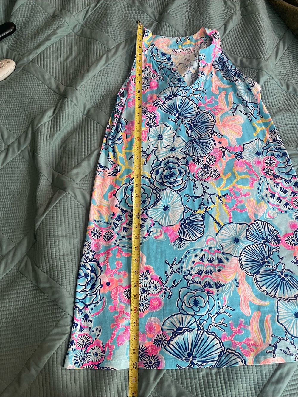 Lilly Pulitzer Ross Sleeveless Floral Shift Dress in Aqua, Pink & Navy - Picture 6 of 8